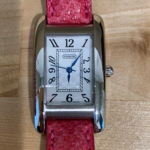 Coach Silver Case with Pink Strap Watch